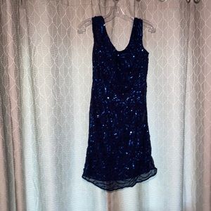 Like new, shail K dress, size 12, blue with sequence, Burlington ON boutique